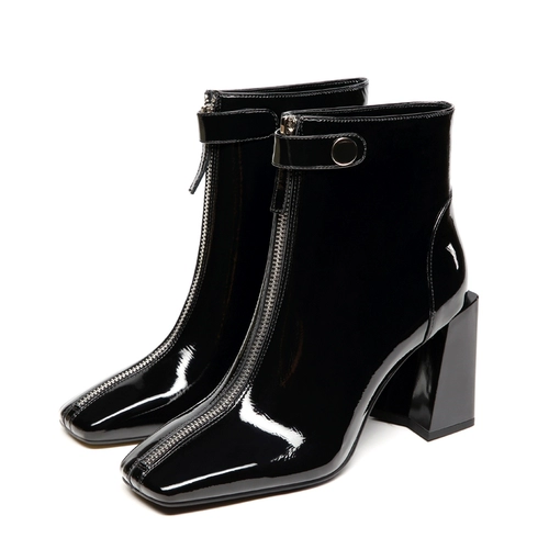 Martens, короткие сапоги, демисезонная утепленная обувь на высоком каблуке, ботинки с молнией, 2020