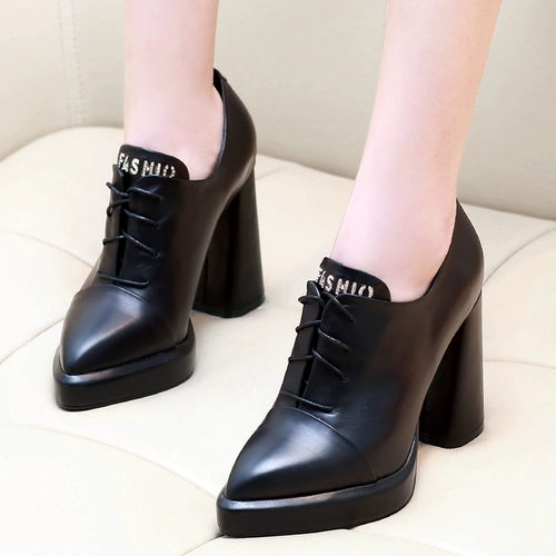 Черные универсальные туфли на высоком каблуке на высоком каблуке, обувь с заостренным носом, тренд 2017, осенние, тренд сезона