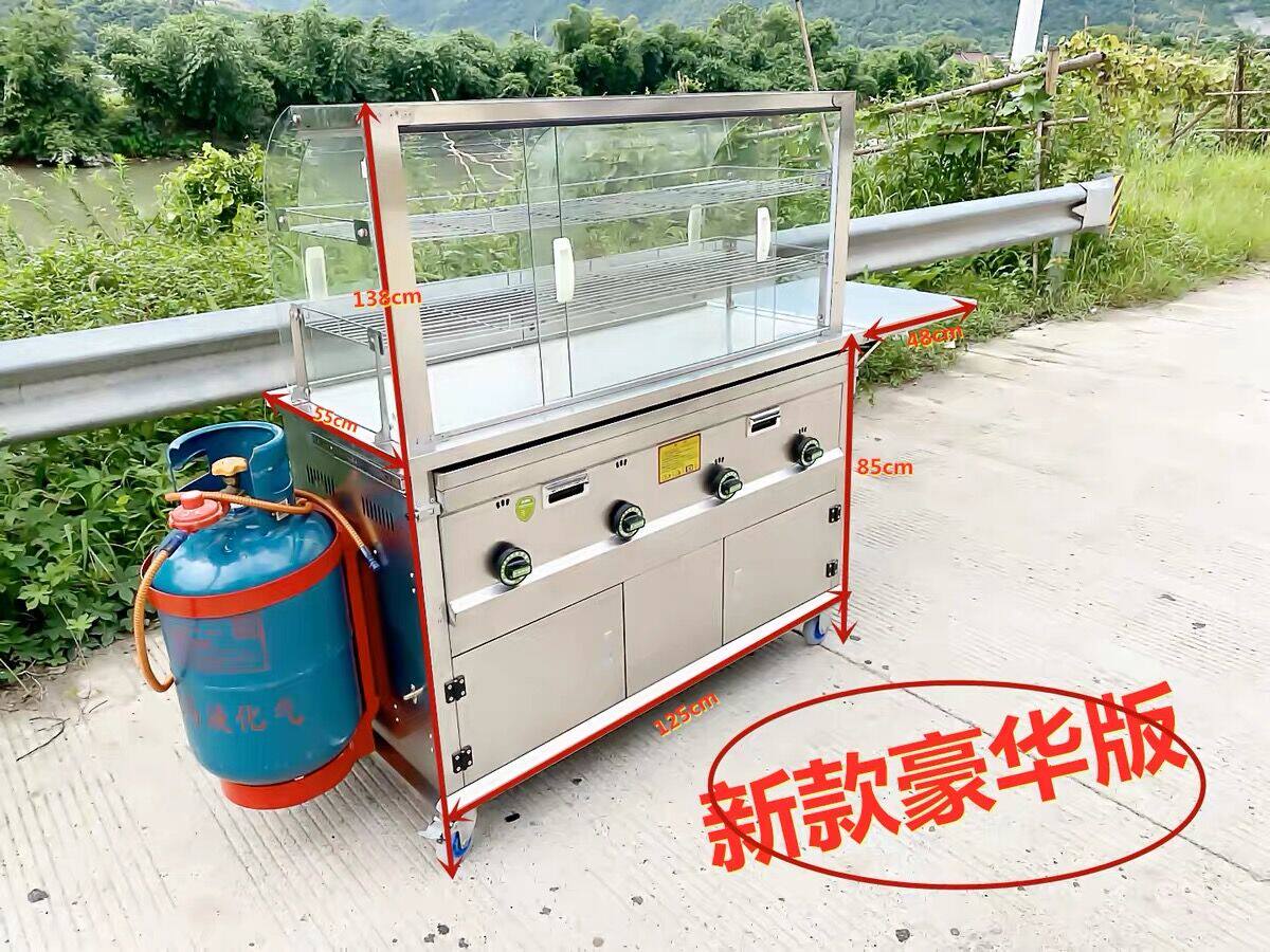 Multi-function snack car parlour mobile Kantong boiled barbecue hot hot mobile commercial gas four wheeled cart