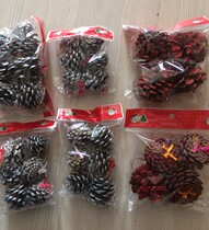 Natural pine cone color primary color pineal Golden Silver Christmas pine tree hanging decoration 6 pack