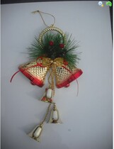 Silver purple plated flat pine needle gold leaf Christmas double bell 14 * 26 cm #6892