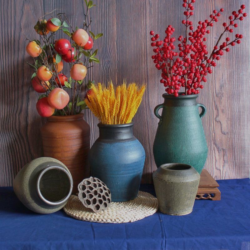 Chinese-Style Retro Ornaments for Indoor Decoration, Classical Dried Flower Arrangements, Hydroponic Ceramic Pots, Rustic Pottery Vases, Flower Vessels, Plants Chinese-Style Retro Ornaments for Indoor Decoration, Classical Dried Flower Arrangements, Hydroponic Ceramic Pots, Rustic Pottery Vases, Flower Vessels, Plants