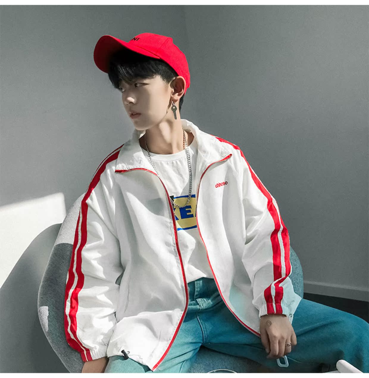 Hồng Kông gió chic chic áo khoác nam mùa xuân và mùa thu mỏng phần hip hop hiphop Hàn Quốc áo khoác ngoài đẹp trai đồng phục bóng chày áo da lộn nam
