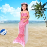 Детский купальник, раздельный розовый комплект, крой «рыбий хвост»