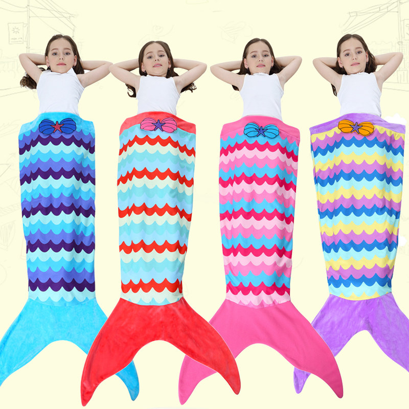Fall Winter girl mermaid tail blanket children double grain-weight blanket thicken blanket mermaid tail children sleeping bag
