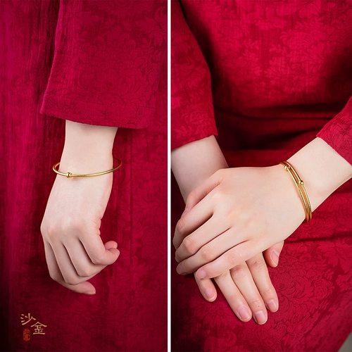 Золотой регулируемый золотой браслет, не выцветает