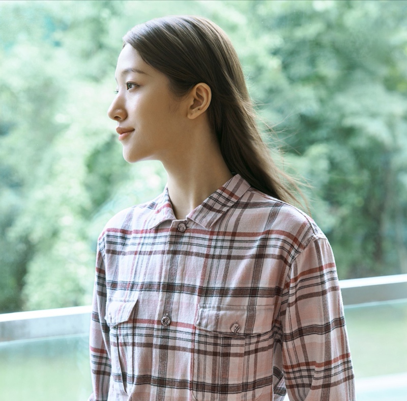 Muji Idée Women's Flannel Long Sleeve Shirt Casual