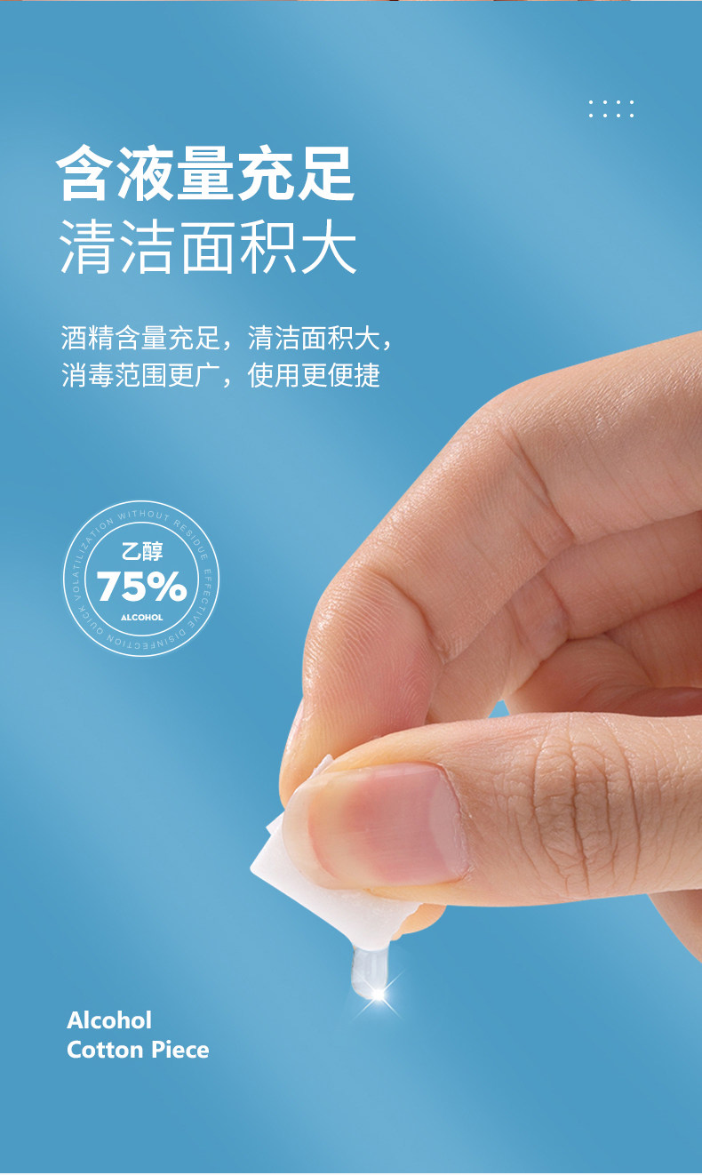 【中国直邮】蓓安适 酒精棉片 6*6cm 100片/盒 75度乙醇消毒