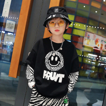 Cool Boy Clothing Boy Long Sleeve Pure Cotton T-Shirt Children Blouses Spring Autumn Clothing 2021 New Undershirt Fake two waves