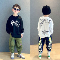 Boy Clothing Boy Pure Cotton Long Sleeve T-Shirt Spring Autumn Season New Korean Version Loose CUHK Childrens blouses street hip hop