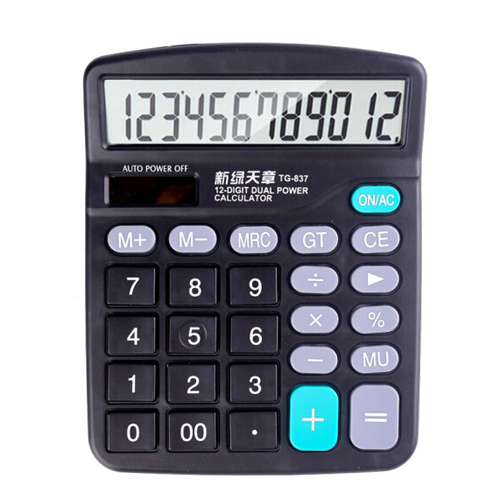 New Green Tianzhang TG-837 Desktop Office Calculator Computer General Purpose 12-bit Dual Power Battery