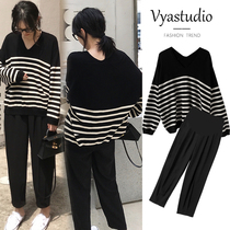 Pregnant womens autumn fashion spring autumn Net red tremble set 2020 tide hot mom out pregnant Two Sets Winter