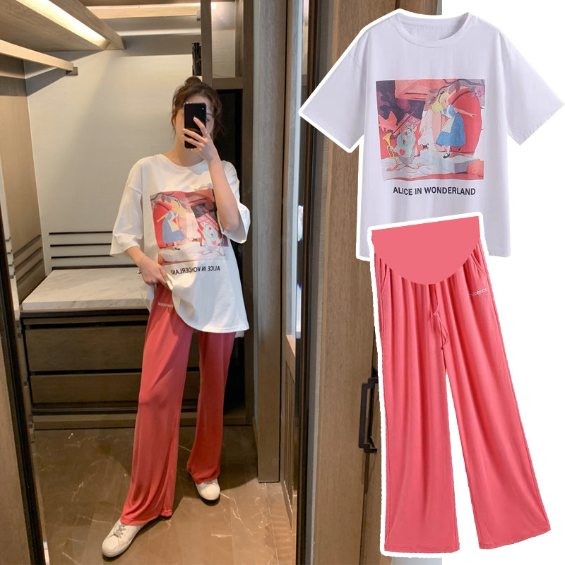 Pregnant woman suit Summer out of fashion Fashionisma Spicy Mother Hot Mom Personality Net Red Gestation Woman with little balsamic wind and two sets