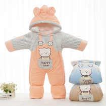 Baby winter jumpsuit baby thickened warm outer clothes newborn clothes clothes cotton clothes wrapped feet