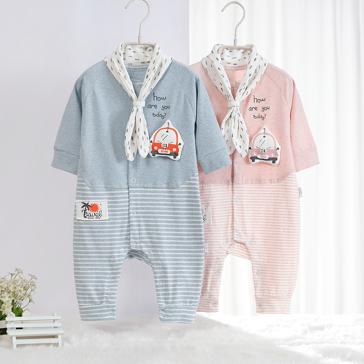 Men and women baby spring and Autumn cotton one-piece baby clothes Newborn clothes spring clothing 0-6-12 months Haya