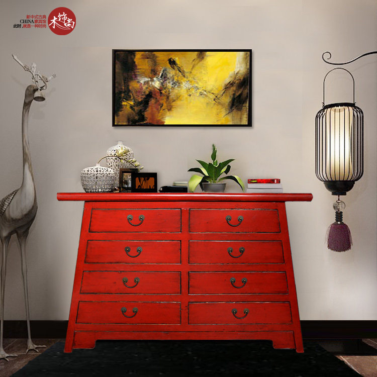 Solid wood furniture Furniture Xuanguan Cabinet Storage Dining Cabinet New Chinese Imitation Antique made of old multi-drawer bucket cabinet Living room Decorative Cabinet