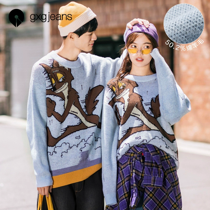 [Simba Exclusive] gxgjeans đôi nam mùa đông áo len cổ tròn áo len nam áo len chui đầu - Áo len