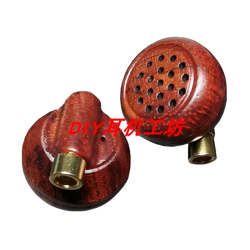 DIY piezoelectric ceramic headphone plug-in flat head plug 13 6MM earphone shell wooden ear shell flat head ear shell solid wood