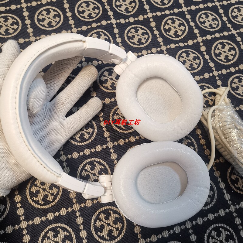 Audio-Technica Ath-M50X White Headband Leather Replacement, Hand-Sewn, No Disassembly Required, Sheepskin Ear Pads