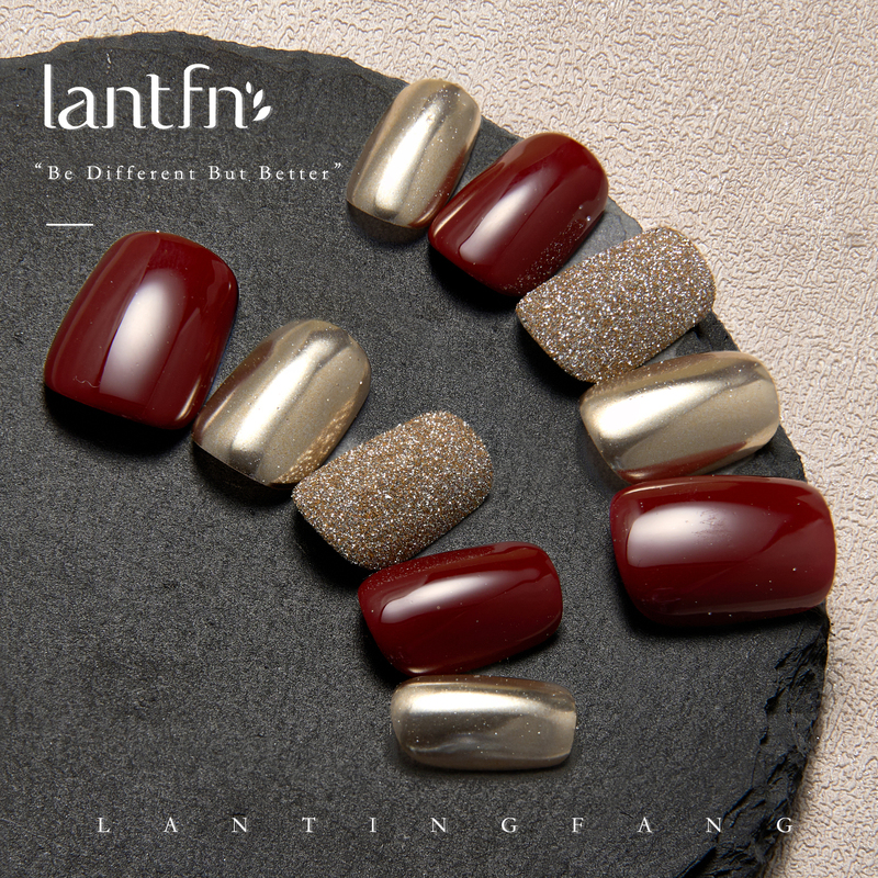 Ltf Original [Xile] Handmade Wearable Nails Xiaohongshu Niche Retro 2026 New Style Brightening and High-End Feel