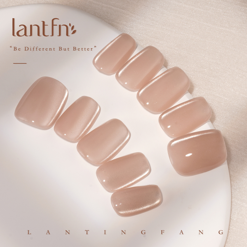 Ltf Original [Human White Tea] Purely Handmade Wearable Nails Short Style 2026 New Super Popular High-End Nude Cat Eye