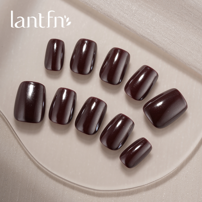 Ltf Original Handmade Wearable Nails, Medium Length, 2026 Solid Color Series, Crystal-Plated Mirror Surface, Simple and Brightening Manicure Ltf Original Handmade Wearable Nails, Medium Length, 2026 Solid Color Series, Crystal-Plated Mirror Surface, Simple and Brightening Manicure