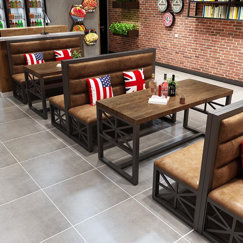 Commercial Industrial Wind Cassette Sofa Retro Bar Dining Room Iron Art Barbecue Fire Pot Shop Clear Bar Table And Chairs Combination Custom
