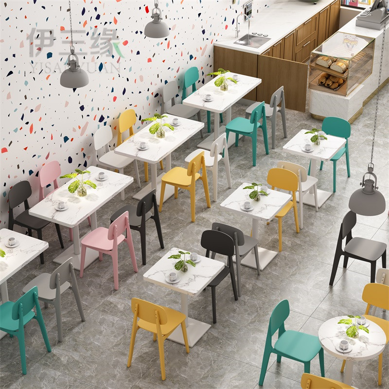 Milk Tea Shop Table And Chairs Combined Coffee Hall Net Red Dining Room Snack Sweet Shop Cassettes Sofa Fast Food Restaurant Innate