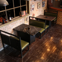 Customized industrial wind West restaurant Music Bar card seat sofa cafe hot pot restaurant clear bar iron table and chair