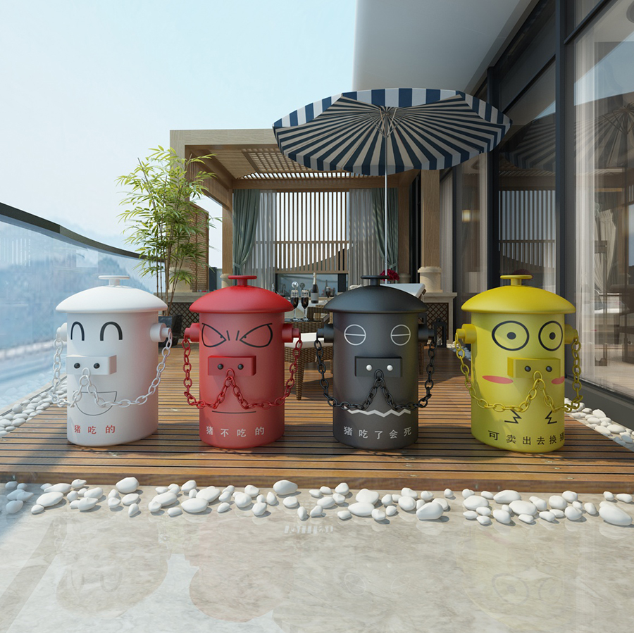 Creative outdoor cartoon trash garden iron art large creative piece scenic park kindergarten trash bin