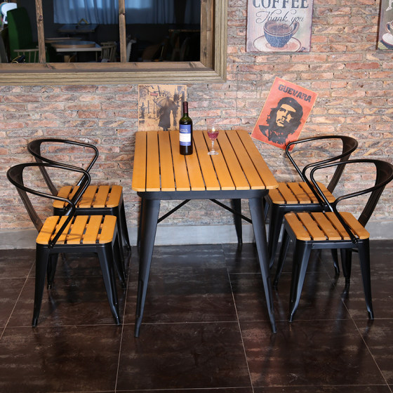 Bar chairs industrial style wrought iron outdoor solid wood bar chairs and tables simple bar high stools cafe bar tables and chairs