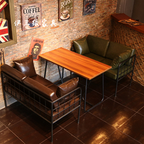 Card sitting sofa table and chair combination retro industrial style restaurant music clean bar barbecue restaurant casual iron sofa deck