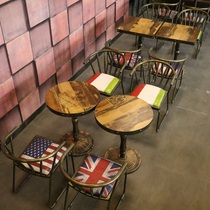 Retro bar table and chair cafe fast food restaurant dining table and chair hotel custom industrial style theme restaurant iron chair