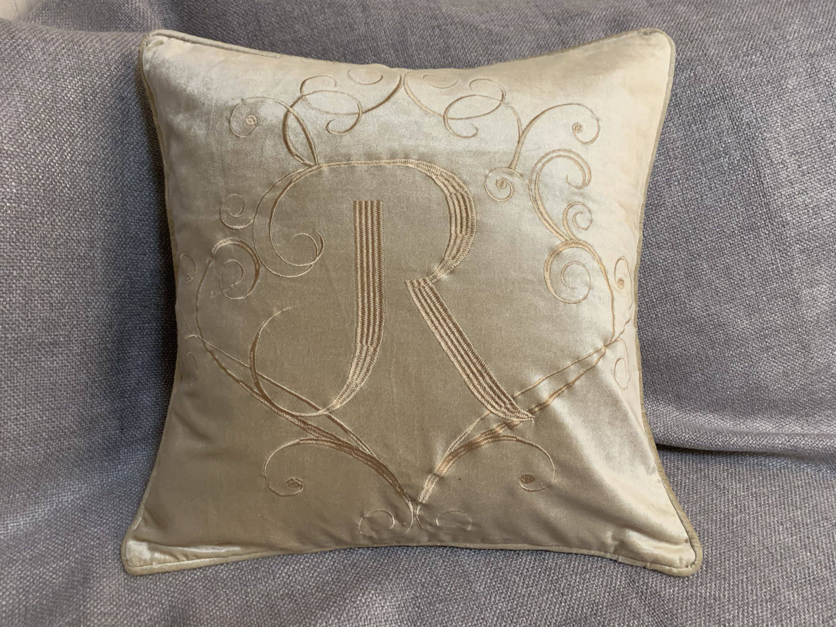 Foreign trade original single European style flannel embroidery cushion cover living room sofa bay window backrest model room pillow without cotton core