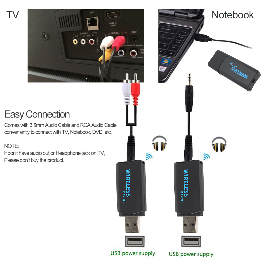 Bluetooth Transmitter 4 2 USB Powered Audio TV Projector SetTop Box to