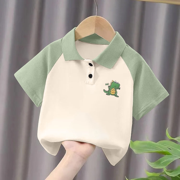 Pure Cotton Boys' Summer Trendy Polo Shirt Short-Sleeved 2025 New Loose and Stylish Collared T-Shirt for Young Children