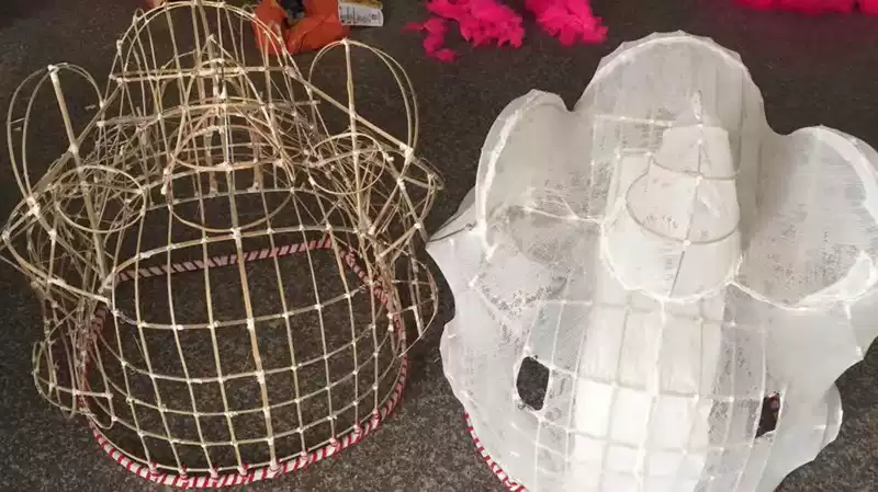 木森乐器手工藤编南狮训练狮头醒狮舞狮竹编框架可选佛装与鹤装-Taobao