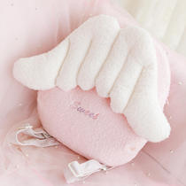 Cute pink angel wings bag female cartoon cute shoulder bag plush round messenger shoulder spring tour bag
