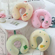 Fresh fruit Neck Pillow Neck U Type Pillow Memory Cotton Cute Woman Cartoon Couple Travel Afternoon Nap Pillow Can Be Removed
