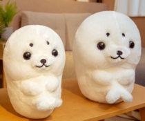 Round Rolling Seal Wool Suede Toy Sitting Holding Pillow Cute Paparazzi Doll Sleeping Cloth Doll Child Gift Woman