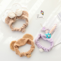 ins teen girl hearts cartoon couple bear purple rabbit plush hair bouquet with wash face makeup hair cuddles adorable headwear