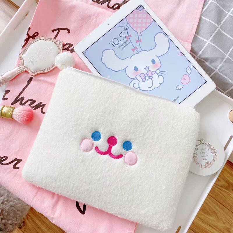 Korean Tether Smiley Face Plush Makeup Bag Woman Portable Large Capacity Ins Superfire Net Red Travel Ipad Minima Collection Bag