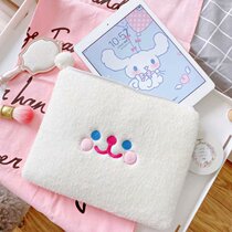 Korean Tether Smiley Face Plush Makeup Bag Woman Portable Large Capacity Ins Superfire Net Red Travel Ipad Minima Collection Bag