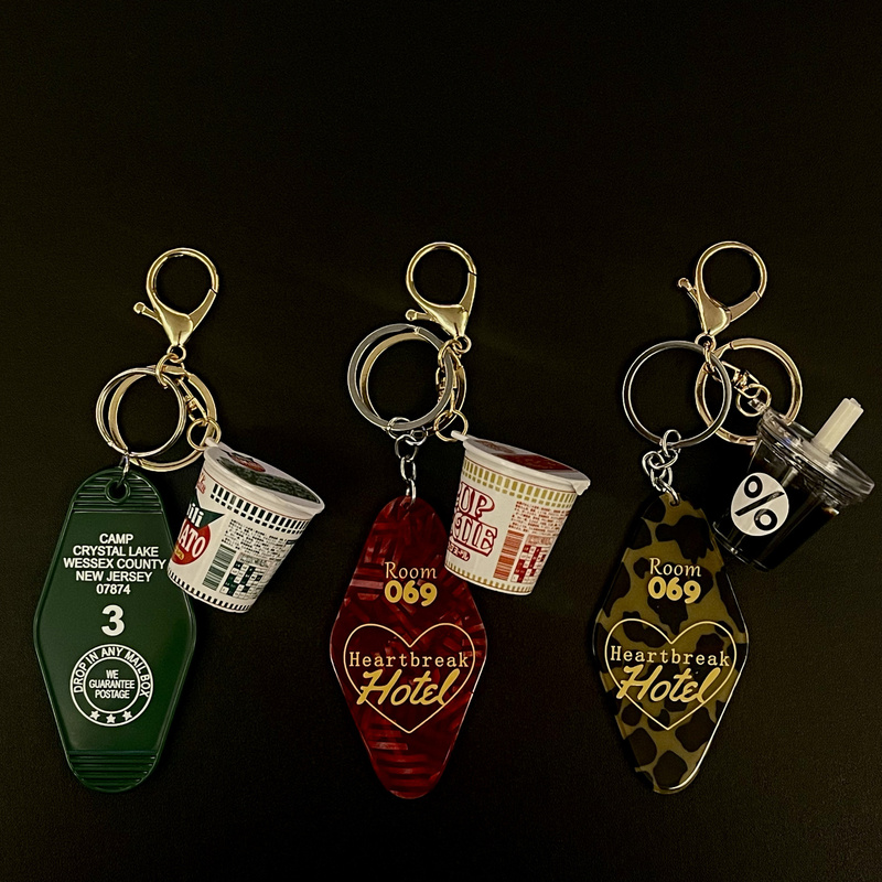 ins Retro American Motel Style Key Tag Couple Keychain Cute Japanese Mini Instant Noodles Pendant