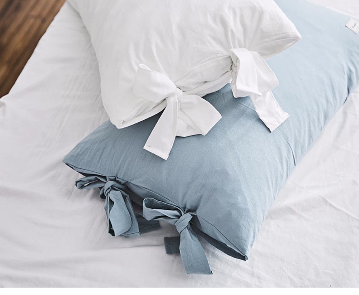 Cô gái Heart Bow Cotton Gối Vỏ Bông Giặt Bông Đơn Vỏ Gối 48 * 74cm Túi Gối 1 Cặp 2 Gói - Gối trường hợp gối cổ