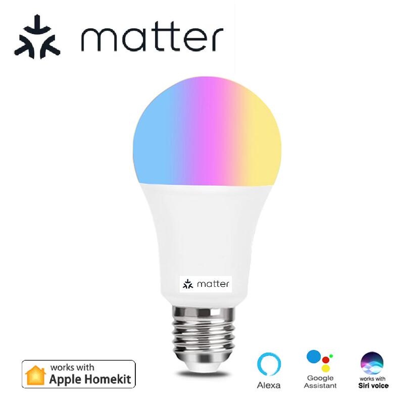 Matter Smart Light Wifi with Qr Code Scanning to Add 9W E27 Homekit Alexa Google Voice Control Dimming