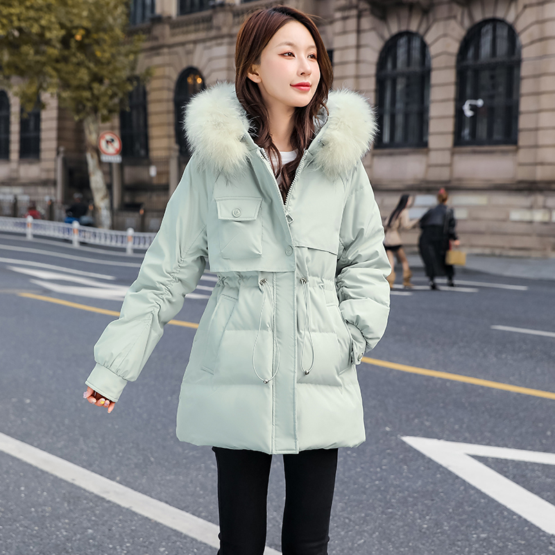 Pinghu down Jacket for Women, Winter 2026 New Model, Mid-Length, Slim Fit, Waist-Cinching, White Duck Down, Popular Thick Coat for Petite Figures