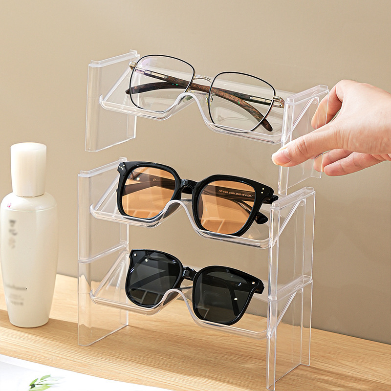 Transparent Glasses Stand, Multi-Layer Stackable Sunglasses and Prescription Glasses Display Rack, Storage Rack, Display Shelf