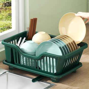 Kitchen countertop dishes drain basket bowl and chopstick storage box