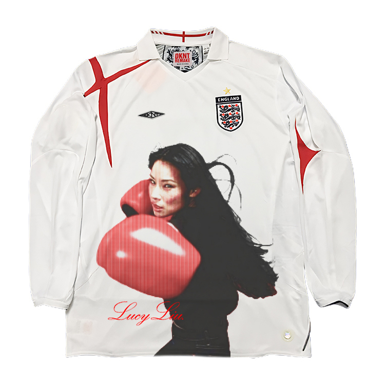Liu Yuling Lucy Liu Red Fist Pattern Portrait Retro Blokecore Short-Sleeved Jersey Remake Liu Yuling Lucy Liu Red Fist Pattern Portrait Retro Blokecore Short-Sleeved Jersey Remake
